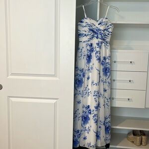 Ralph Lauren White and Blue Floral Gown